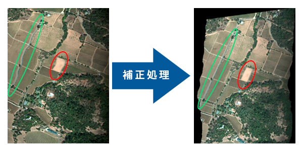 リモートセンシング　補正前と補正後の違い