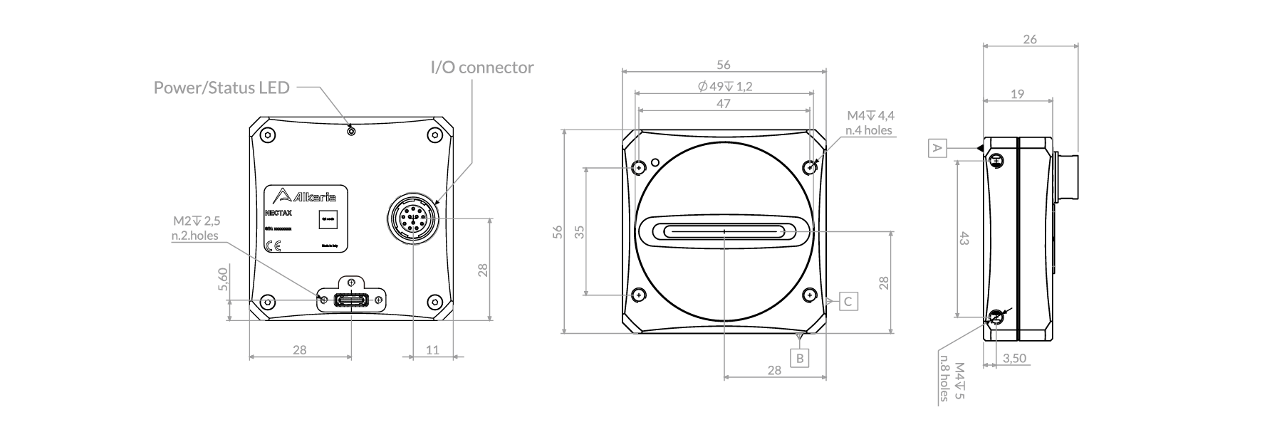 NECTGA-X Fマウント(NX4K2-7 / NX4K2-7C / NX8K-3) 寸法図面