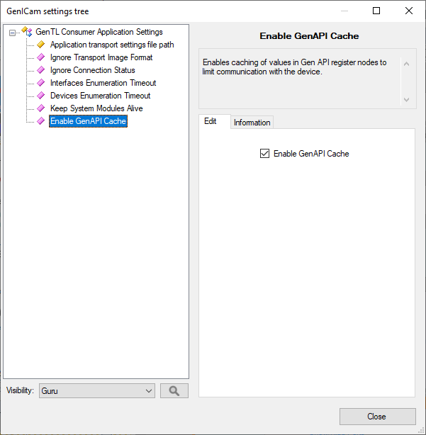 GenICam Settings Treeでパラメータの値を変更する